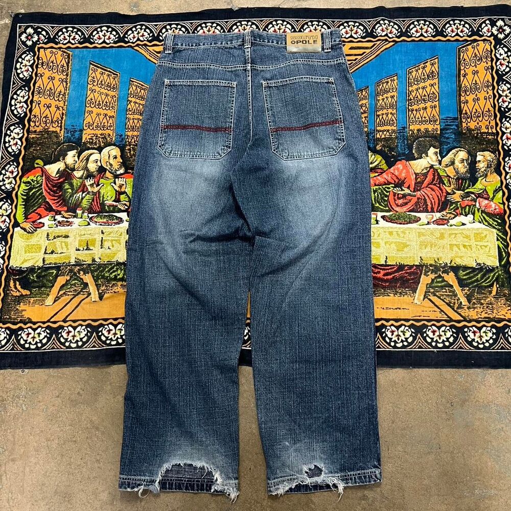 Baggy Southpole jeans with red stitching size 36 wide leg embroidered y2k jeans